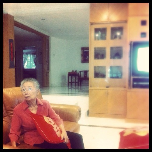 My Grandmother at my living room. March 2011