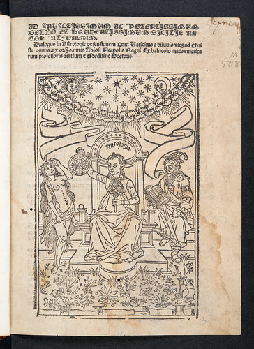 Illustrated title-page of Abiosus, Johannes Baptista: Dialogus in astrologiae defensionem cum vaticinio a diluvio ad annos 1702