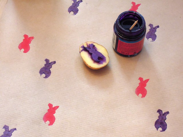DIY bunny wrapping paper