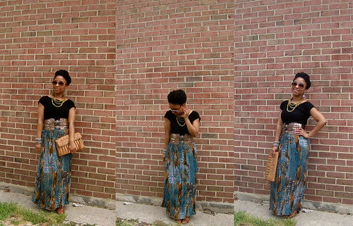 green brown brown maxi with black shirt