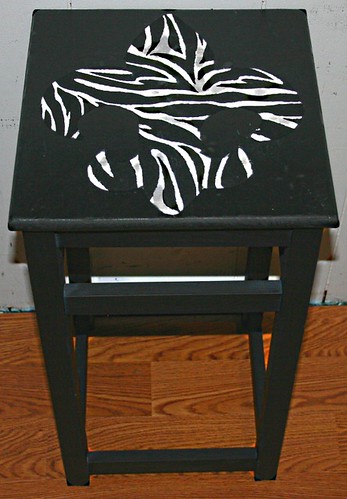 Flur De Lis Zebra Design Accent Table by Rick Cheadle Art and Designs