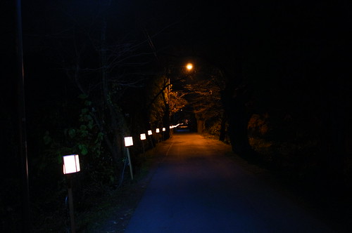 night street with guide lantern