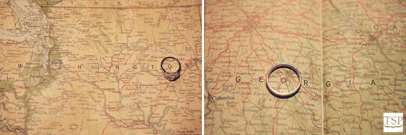 Two Weddings on a Map of Washington and Georgia