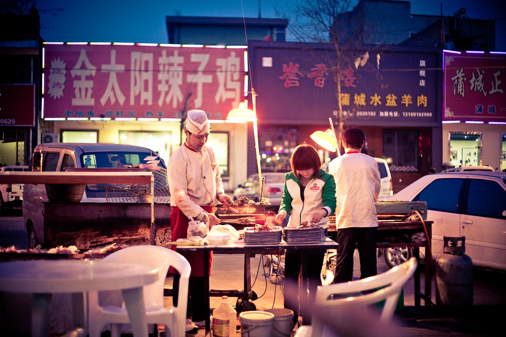 BBQ Street, Weinan, Shaanxi, China - March 2011