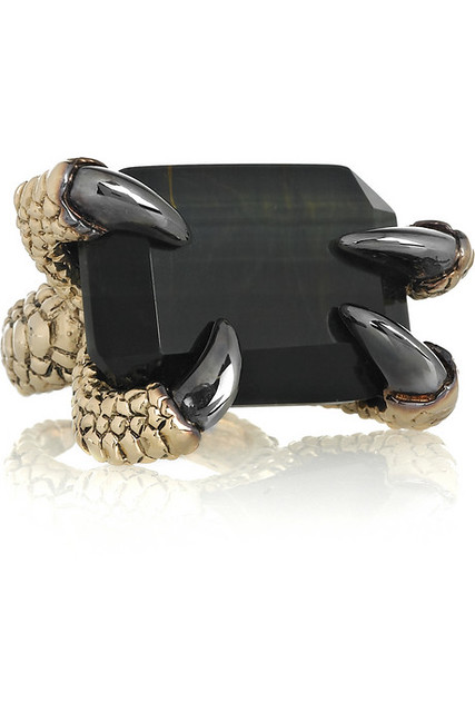 Roberto-Cavalli-Gold-plated-onyx-claw-ring