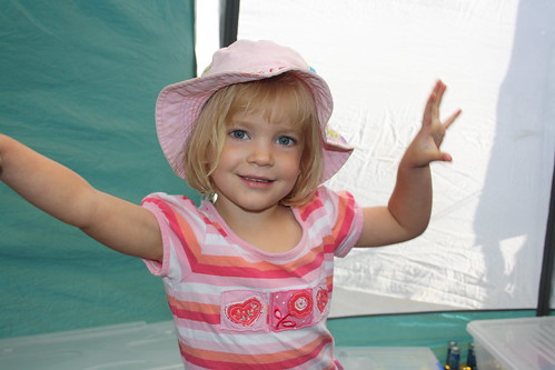 Cece helping clean  the tent