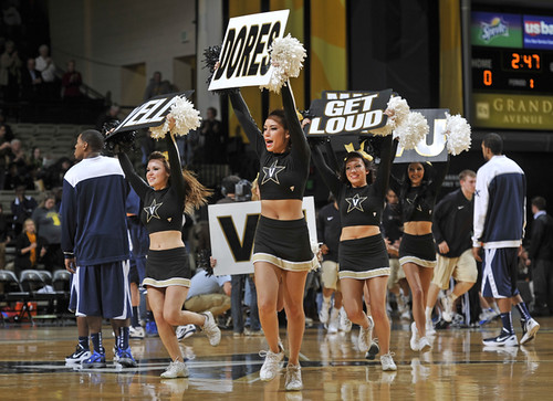 365@VU: 332 - Vanderbilt cheerleaders lead the men's basketball team onto the court for a game against Xavier by Vanderbilt University
