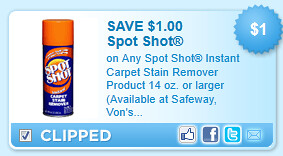 Spot Shot Instant Carpet Stain Remover Coupon