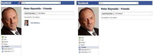 Tom Watson MP removes Peter Reynolds as a Facebook friend.