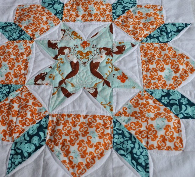quilting on mermaid swoon pillow block