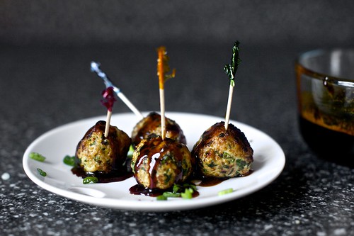 scallion meatballs with soy-ginger glaze