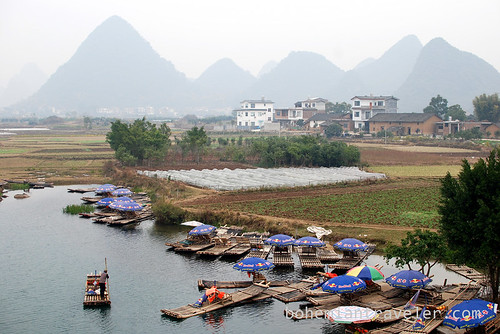 Bamboo rafts on the Yulong River