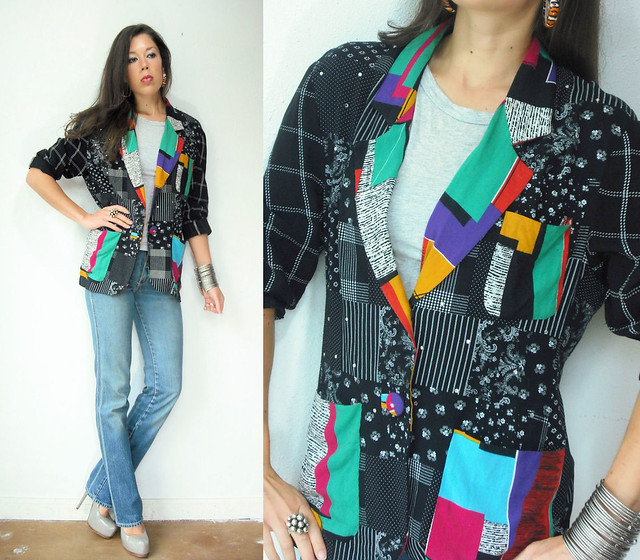 patchwork colorblock blazer