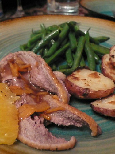 Christmas Dinner: Duck, green beans, oven roasted potatoes