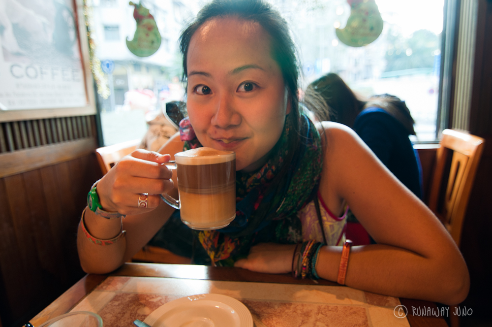 Having the first cup of coffee in Macau