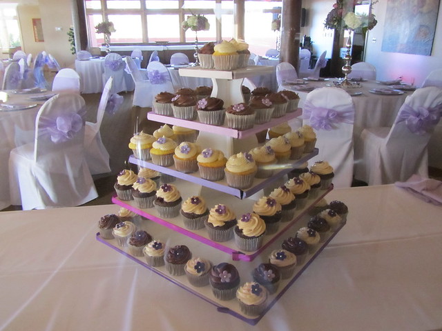 Back View Purple Gradient Wedding Cupcake Tower