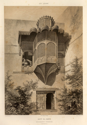 012-Interior de Beyt-El-Emir siglo XVIII-L'art arabe d'apres les monuments du Kaire…Vol 3-1877- Achille Prisse d'Avennes y otros.