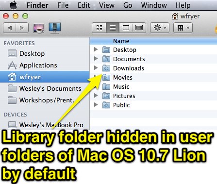 Library folder hiddein in Mac OS 10.7 Lion