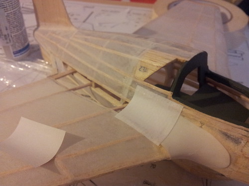Gluing paper fillets to wing and fuselage of me163