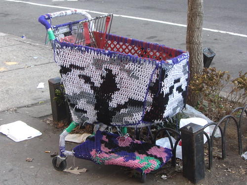 crocheted shopping cart
