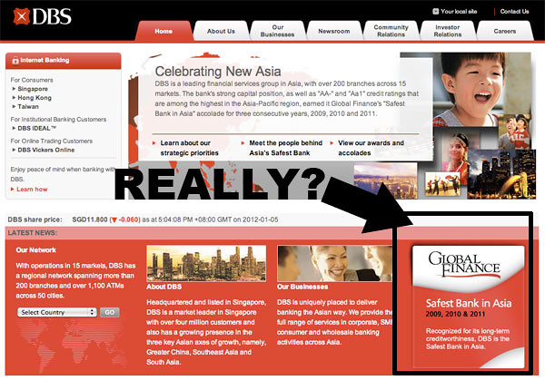 "Safest Bank in Asia"? Really DBS Bank? Limpeh WONG you ah, don't make me send Bolok Town Aaron Tan look for you!