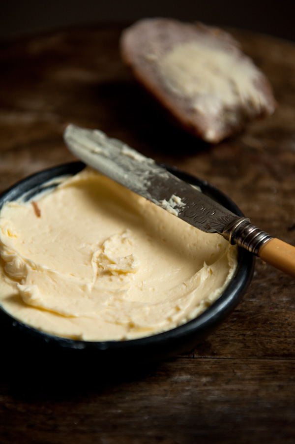 Homemade butter with bread