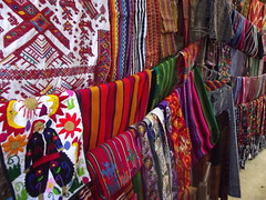 Handmade textiles at Chichicastenango market