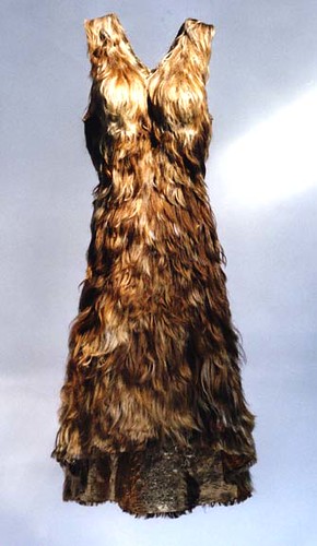a sleeveless dress made out of hair