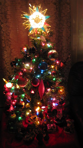 The lighted family Christmas tree.  Elmwood Park Illinois USA. December 2011. by Eddie from Chicago