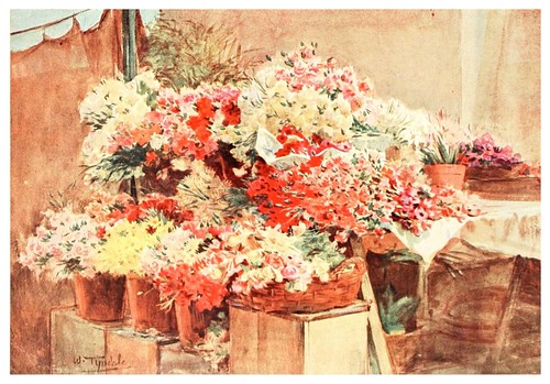 016-Puesto de flores en el mercado de Mentone-An artist in the Riviera (1915)-Walter Tyndale