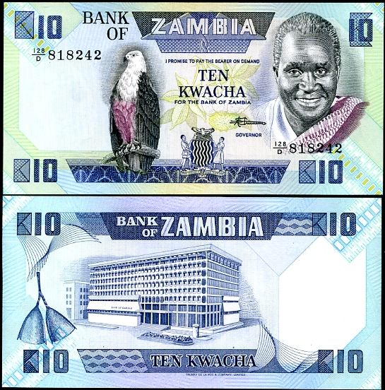 10 Kwacha Zambia 1986-88, Pick 26e