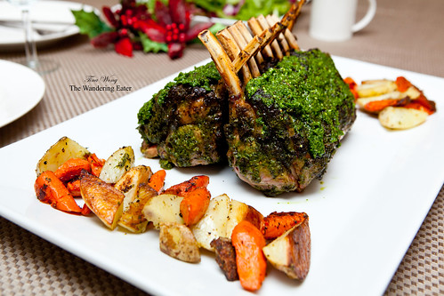 Frenched rack of lamb with roasted rosemary pesto from Pat LaFrieda