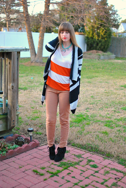 striped cardigan