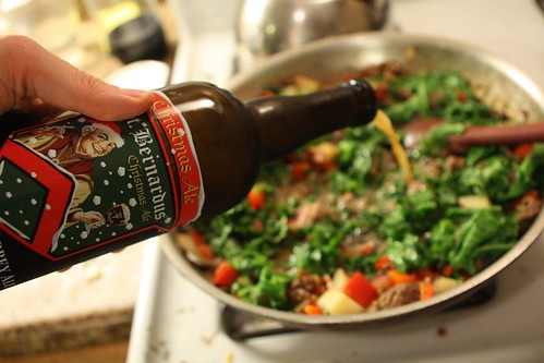 Beef and Mustard Green Stew with St. Bernardus Christmas Ale