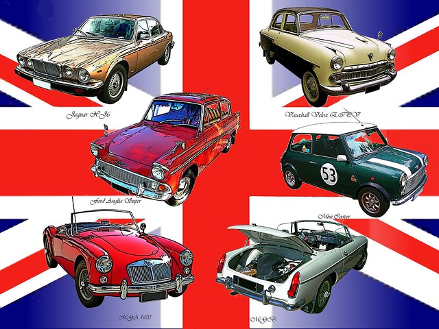 English cars Union Jack