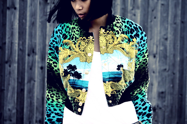 VERSACE for H&M Mode JUNKIE, Versace Iconic Print Bomber Jacket