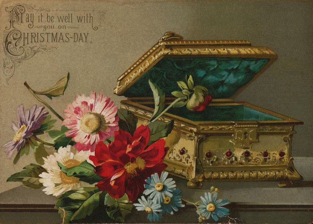 Vintage Victorian Christmas Bouquet with Music Box Postcard   The ...