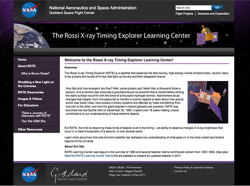 Screenshot of the RXTE Learning Center