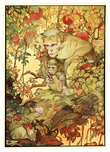 005-El mono y su madre-The fables of Aesop 1909-Edward Detmold
