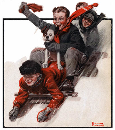 1919-12-27-The-Country-Gentleman-Norman-Rockwell-cover-Four-Boys-on-a-Sled-no-logo-400-1