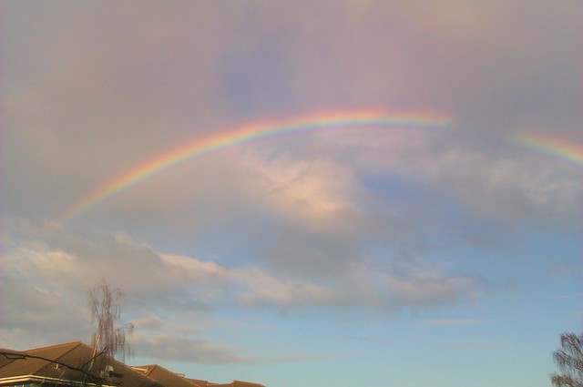 Rainbow stretching across the sky