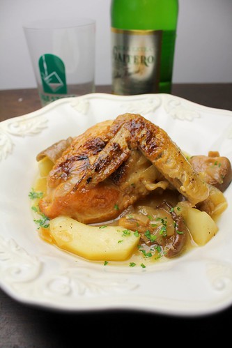 Chicken in Cider with Chanterelles (pollo en sidra)