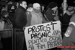 Black and white anti-government protest in Bucharest [C]