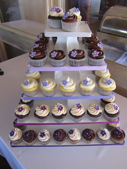 wedding cupcake tower purple