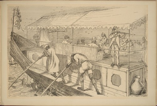 On the Nile - Under the Awning - boat, gun etc