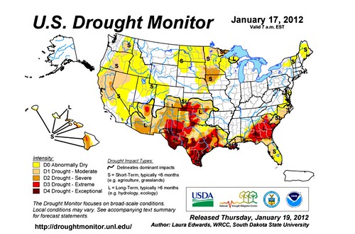US Drought Monitor (by: Laura Edwards, SDSU via U of Nebraska)