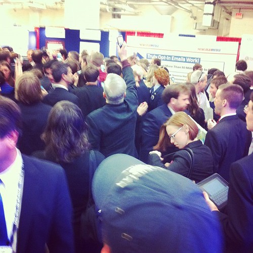 People trying to get a shot of Santorum