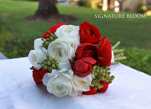 Cupertino CA Wedding Flowers Red White bridal bouquet