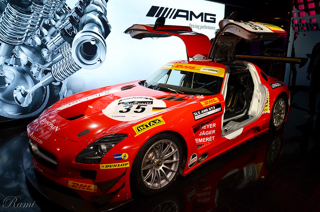 The Red MercedesBenz SLS AMG GT3 on display in Paris