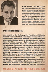 Max Pierre Schaeffer: Das Mörderspiel, Ullstein